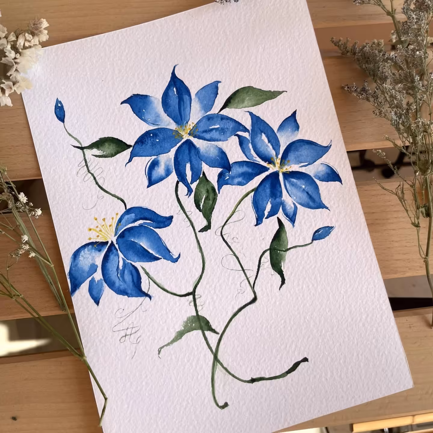 نقاشی آبرنگ از مجموعه گل های آبرنگی(بدون قاب)