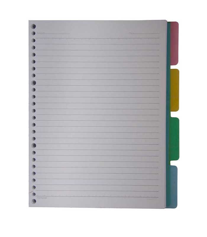 کاغذ کلاسور 26 حلقه 100 برگی با مقسم طلقی