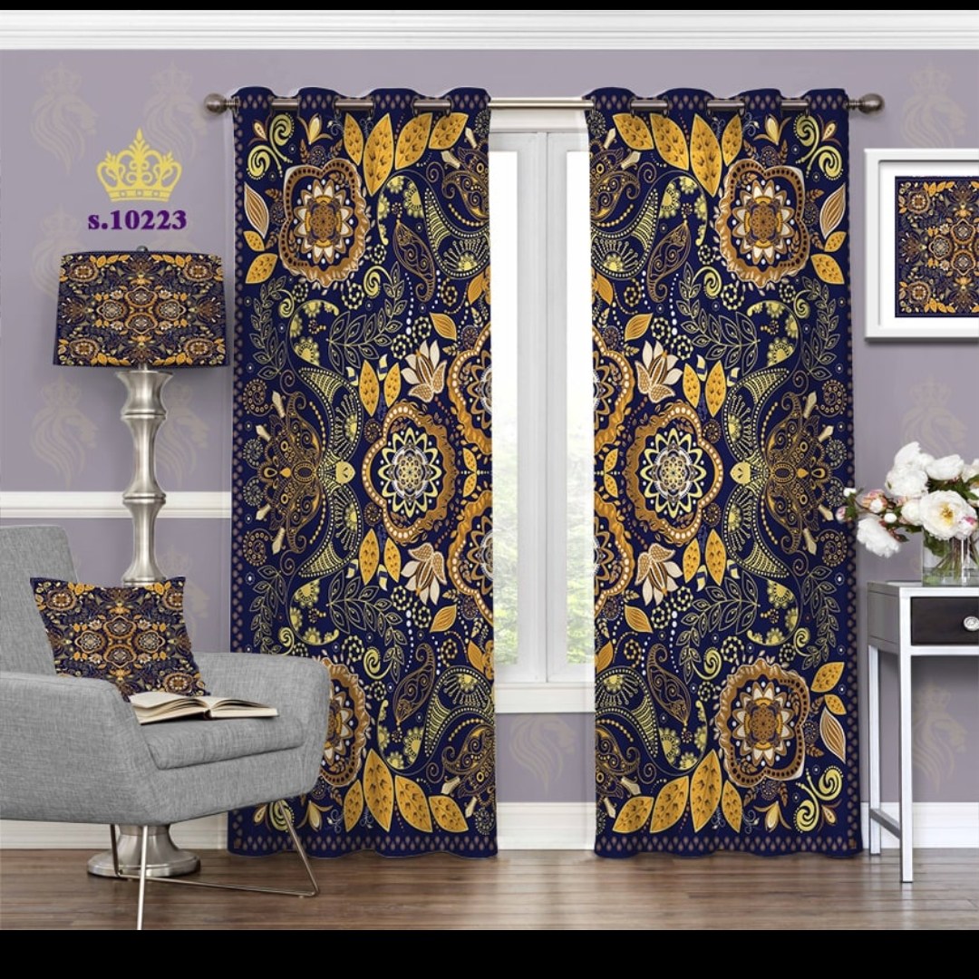 پرده پذیرایی دو قواره طرح اسلیمی کد S10223