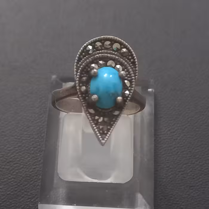 انگشتر  نقره 925 با نگین فیروزه نیشابور  اصلی دخترانه 