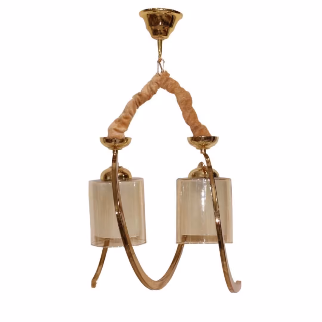 لوستر آویز طلایی آنتیک نقره پذیرایی اتاق آشپزخانه دو شعله فنری