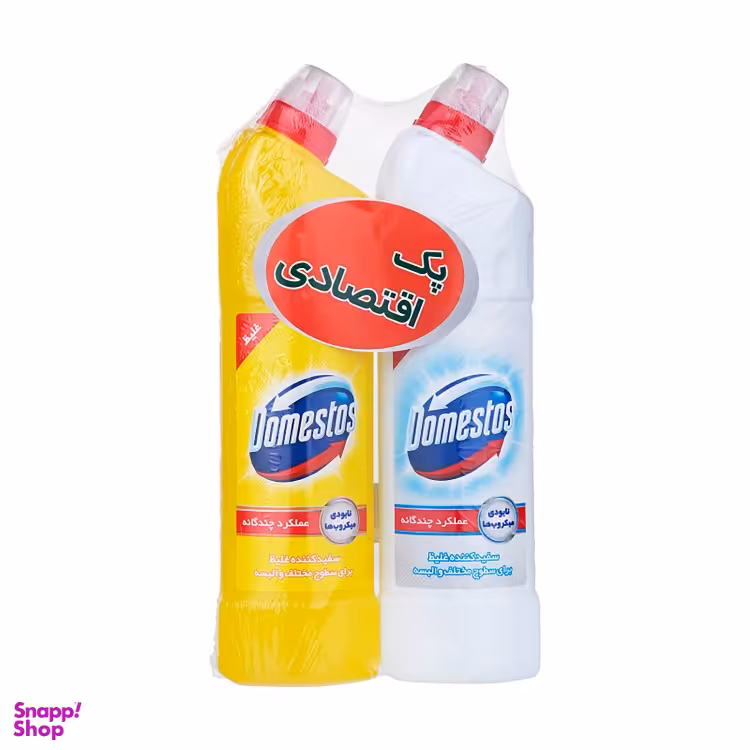 مایع سفیدکننده غلیظ سطوح دامستوس (Domestos) مدل Lemon Fresh و Snow White مجموعه 2 عددی
