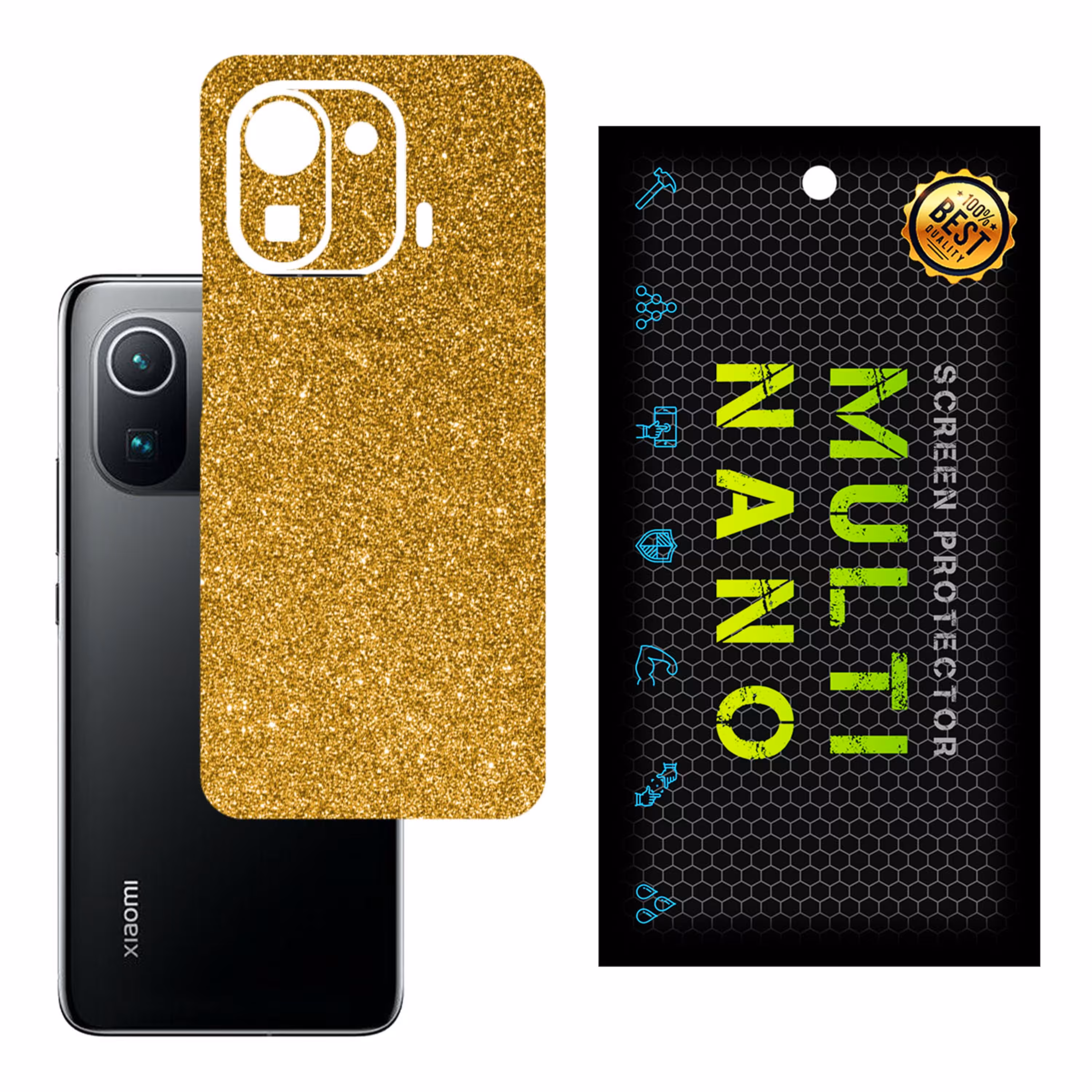 برچسب پوششی MultiNano مدل X-G1F-Gold برای پشت موبایل شیائومی Mi 11 Pro