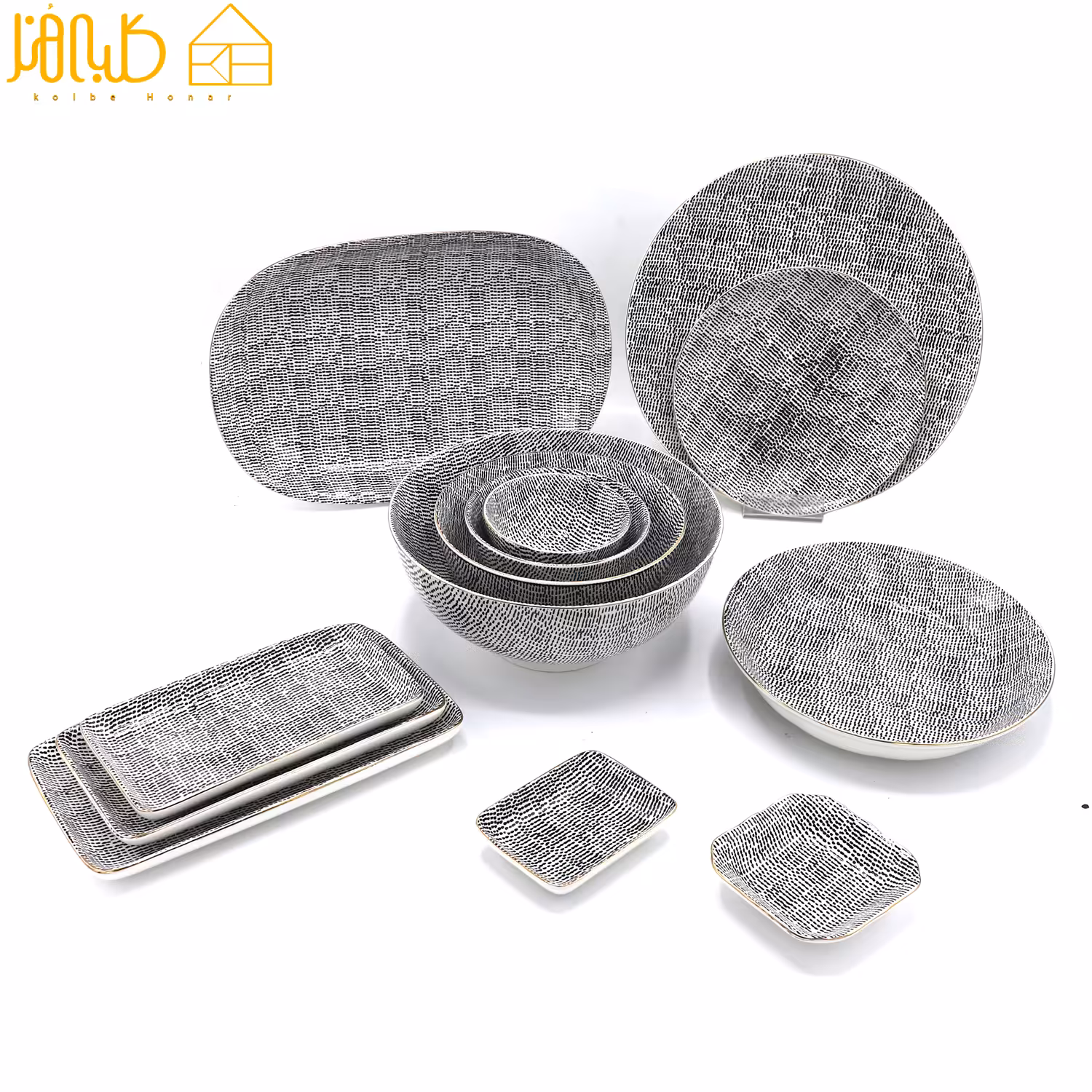 ست پذیرایی نقطه چین لب طلایی