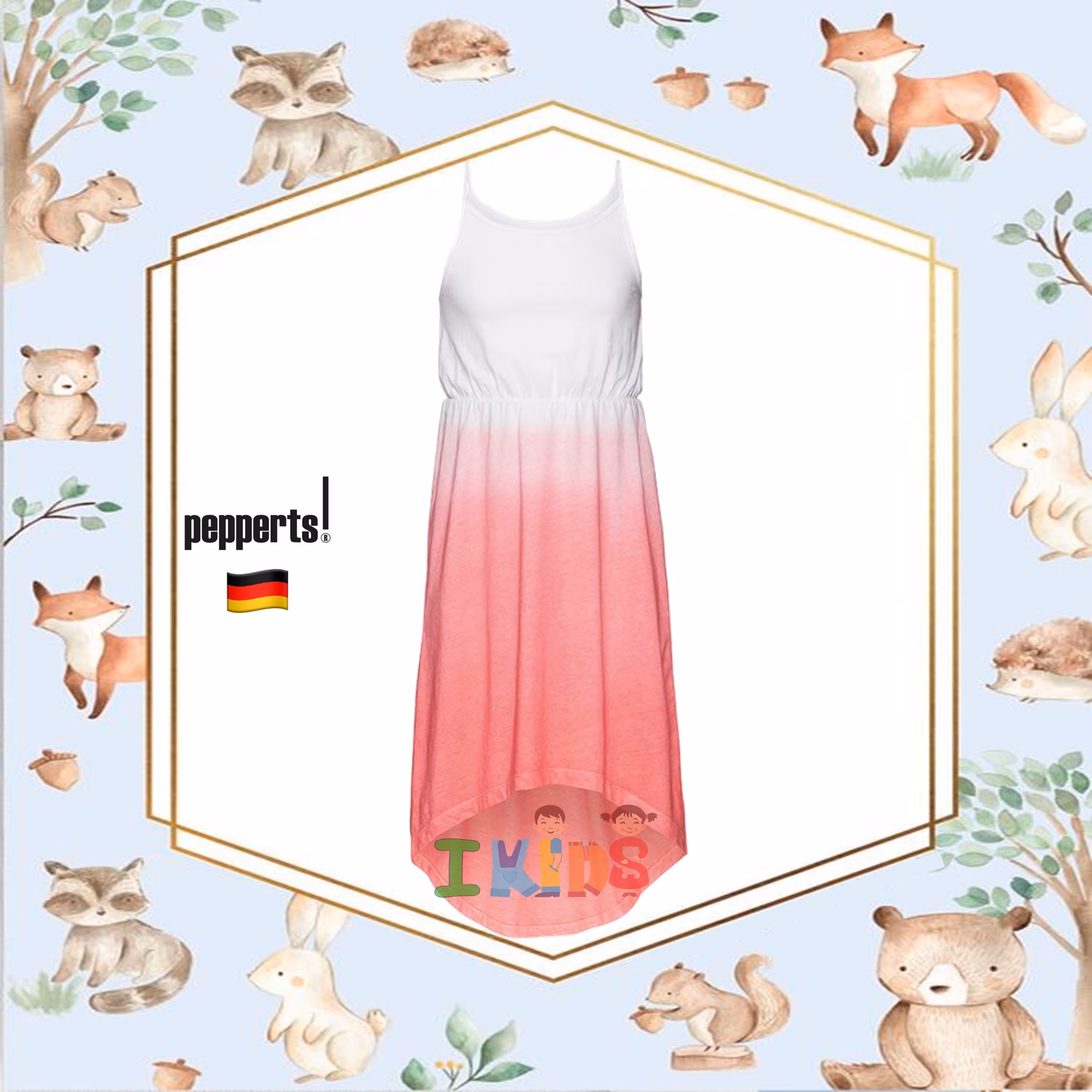 پیراهن ساحلی دخترانه سفید صورتی برند پیپرتس - pepperts آلمان