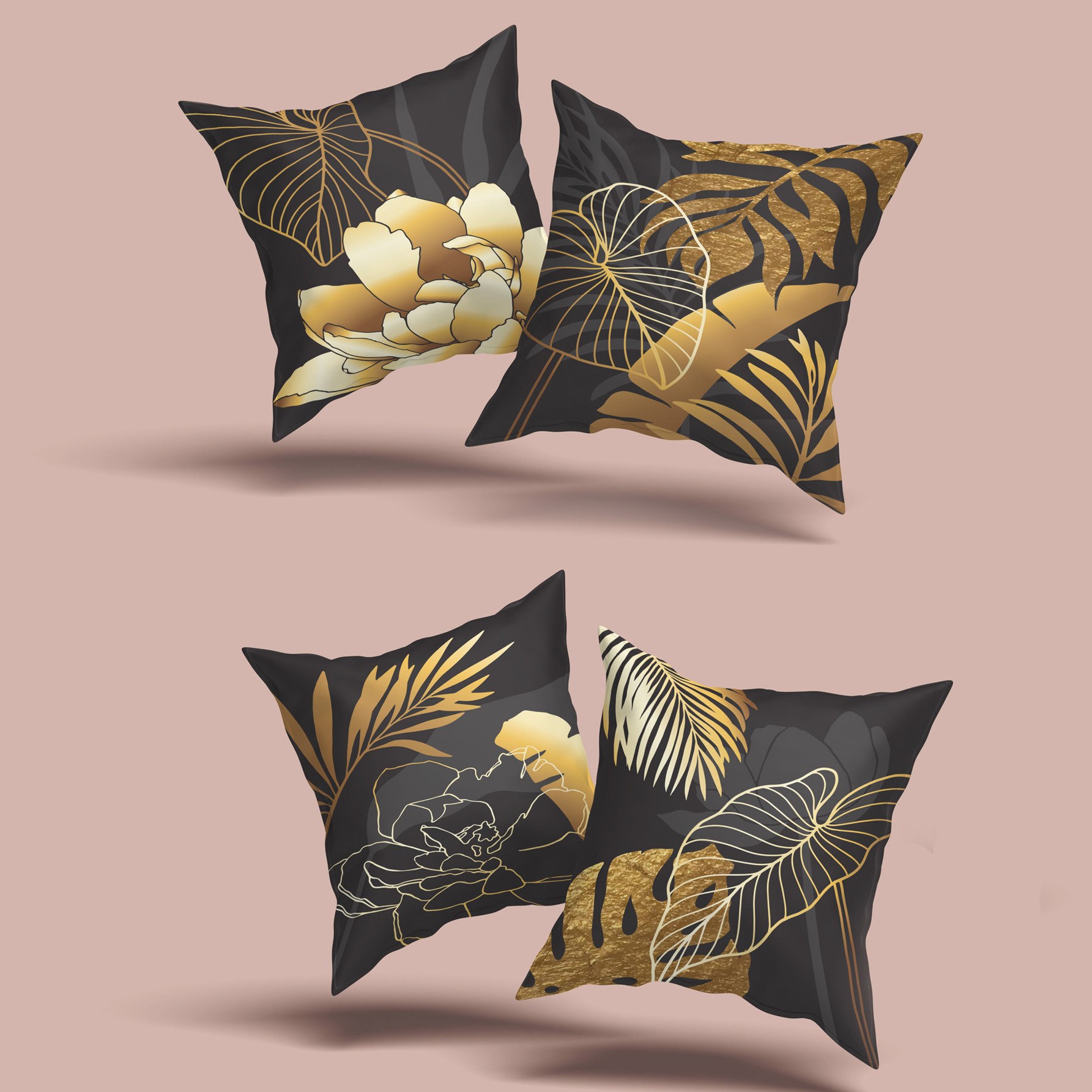 کاور کوسن پک 4 عددی مخمل طرح برگ دوروچاپ قابل سفارش چاپ متفاوت ارسال رایگان