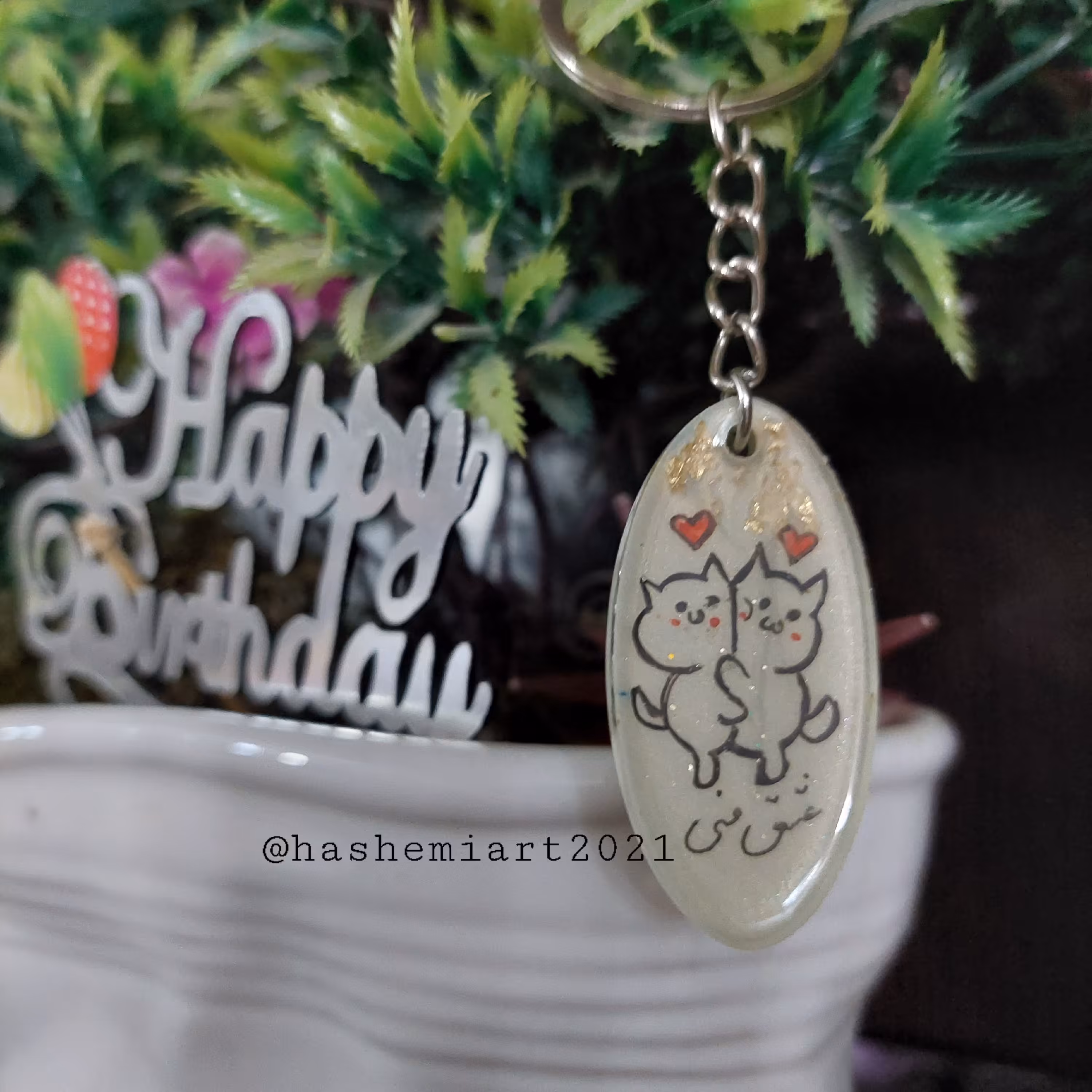 جا کلیدی رزینی نقاشی گربه