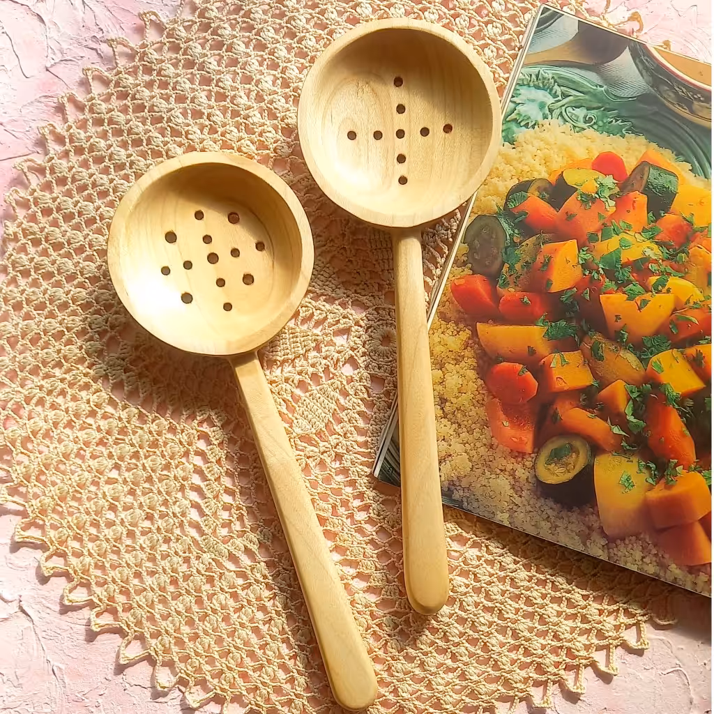 کفگیر چوبی دستساز بارلی (1عددی)  چوب افرا 25 سانتی