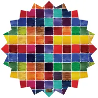 رومیزی مخمل طرح رنگارنگ سایز 90 در 95 مدل T6-517 شرکت رنس