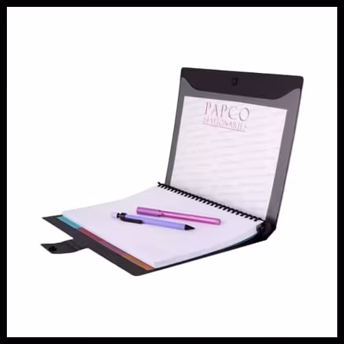 دفتر کلاسوری  دکمه دار متالیک 100 برگ پاپکو NB_644BC