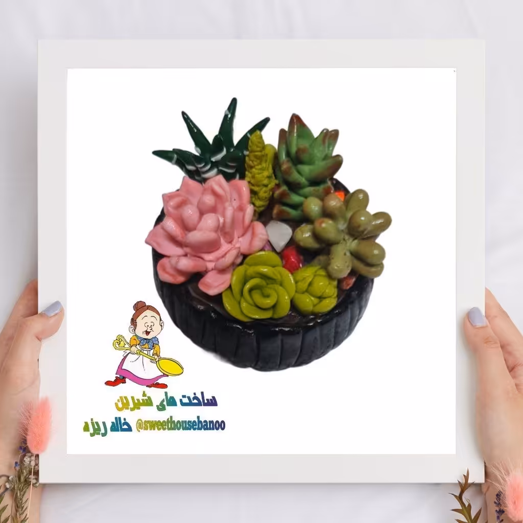 گلدان خمیری مینیاتوری کاکتوس 