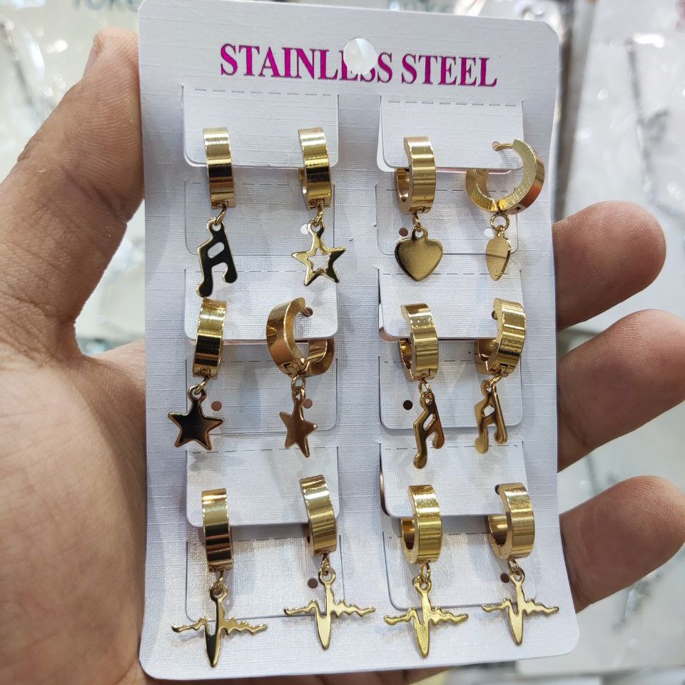 گوشواره  حلقه ای استیل  آویزدار  اسپرت کد21فروشگاه لوکس آیسان 