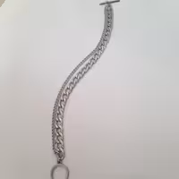 دستبند دو ردیفه کارتیر با قفل تی تمام استیل رنگ ثابت 