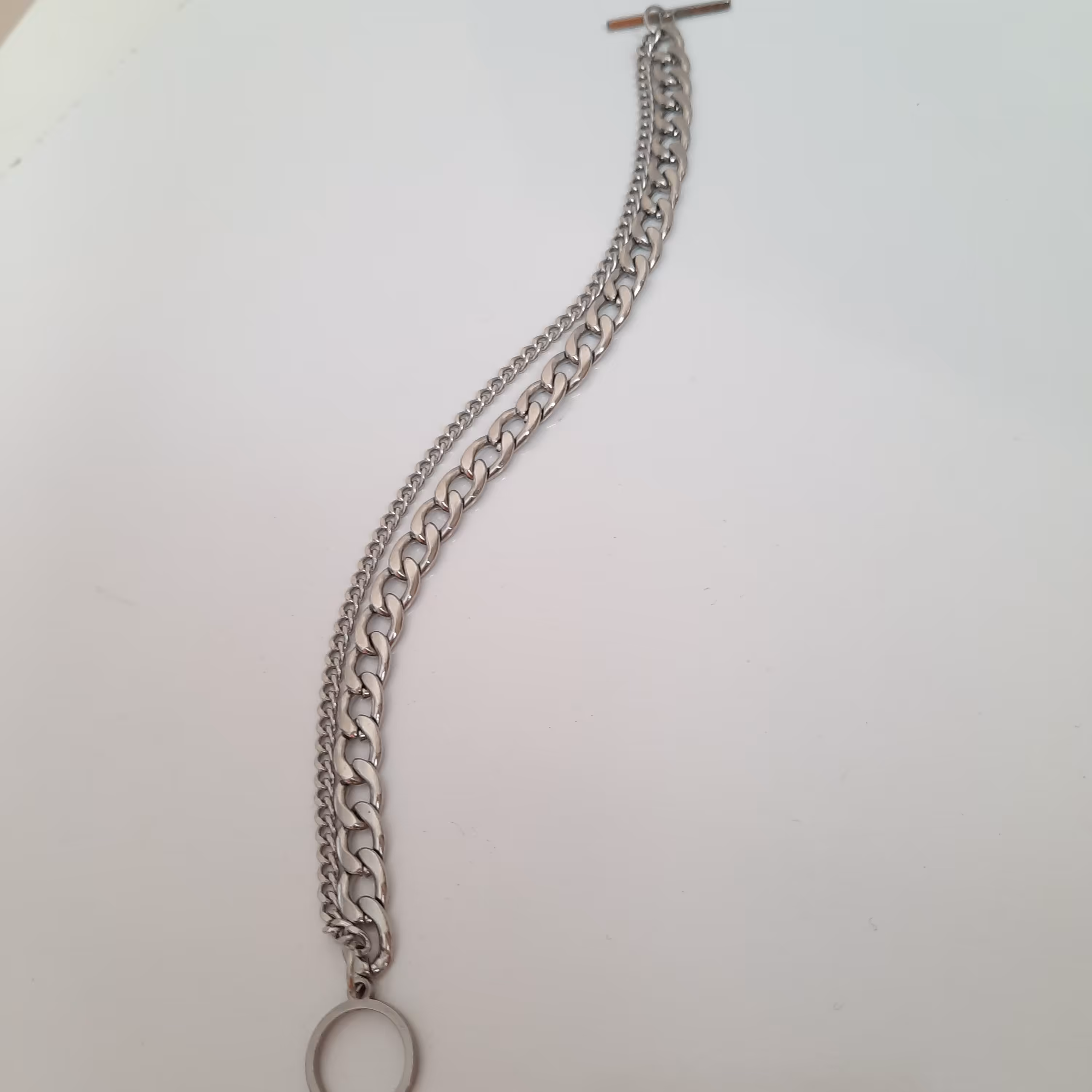 دستبند دو ردیفه کارتیر با قفل تی تمام استیل رنگ ثابت 