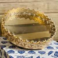 سینی آینه ای شاهکار رنگ آنتیک و طلایی