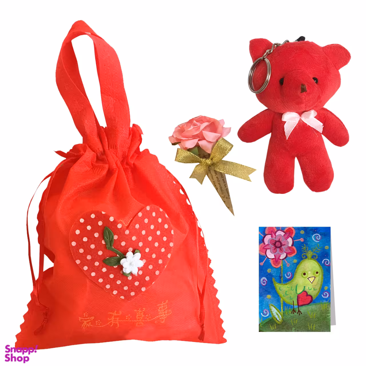 ست هدیه طرح عروسک خرس عاشق تپلی مجموعه 4 عددی