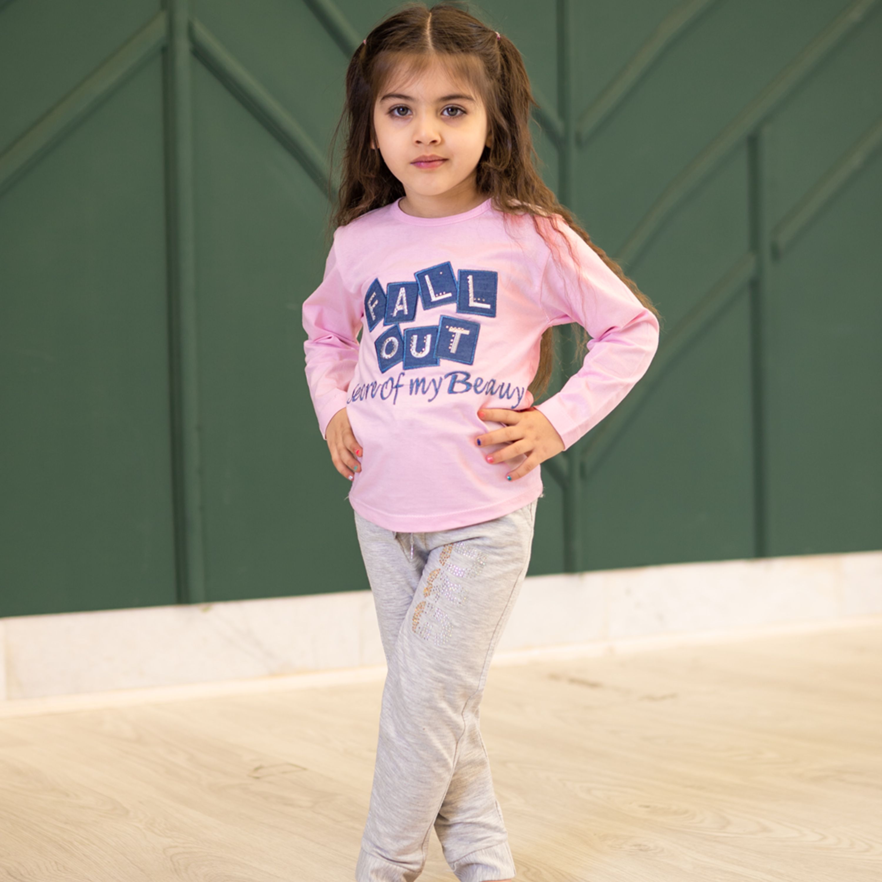 ست بلوز شلوار نخ دخترانه حروف شابلونی کد 35714500