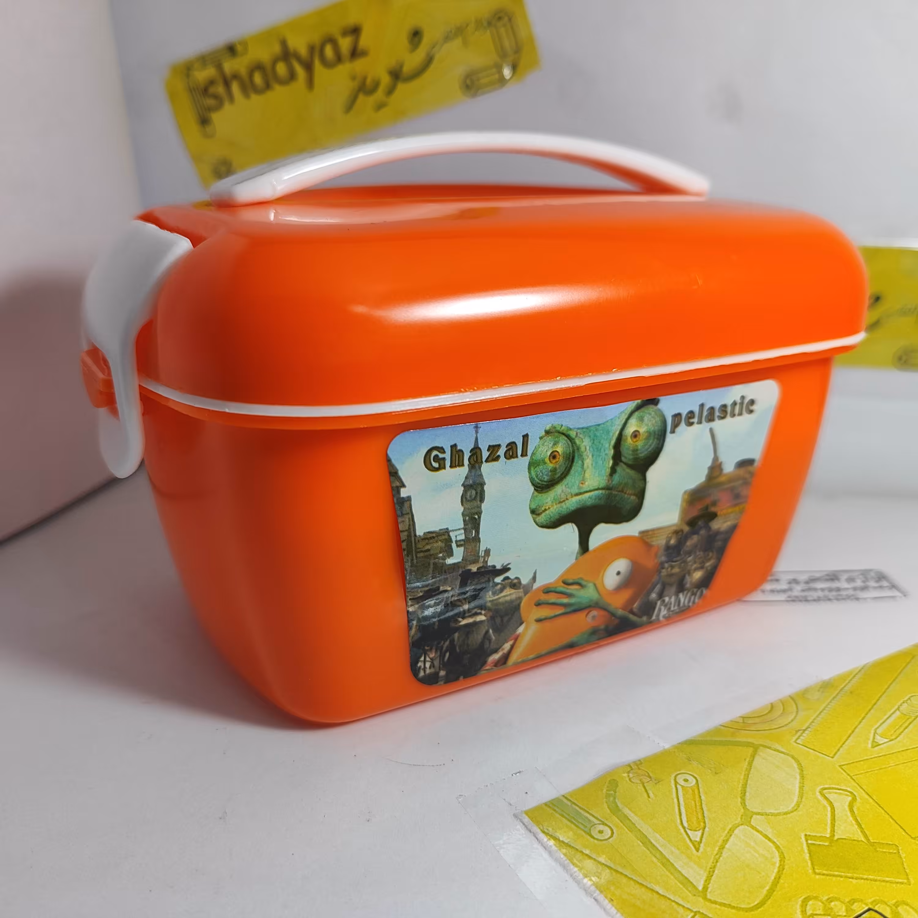 ظرف غذای دانش آموزی دو طبقه به همراه قاشق و چنگال