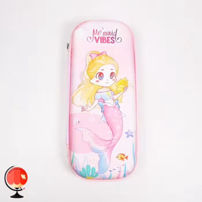 جامدادی دخترانه کتابی برجسته طرح پری دریایی صورتی