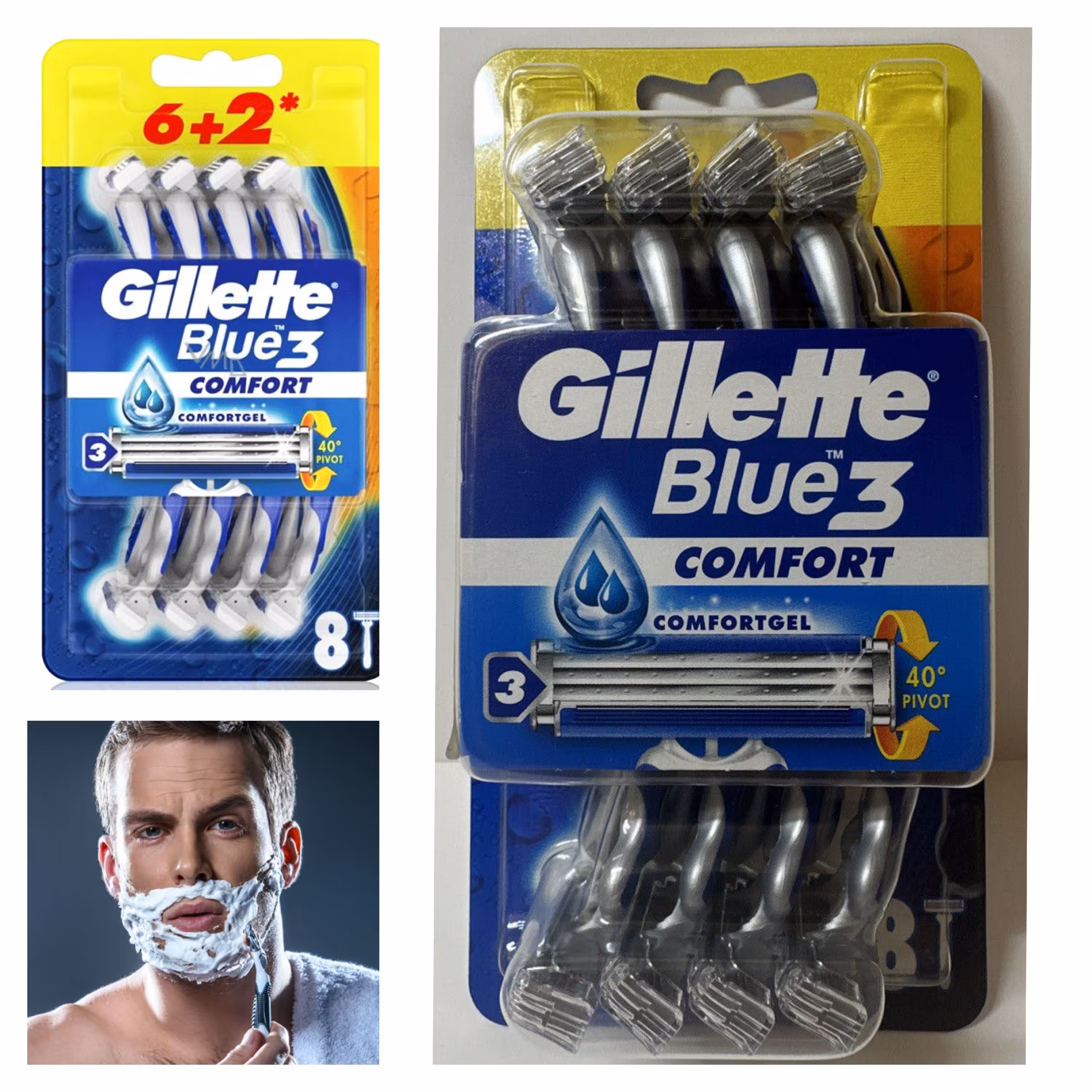 تیغ اصلاح ژیلیت gillette blue 3 ( کلمبیا ) بسته 8 عددی