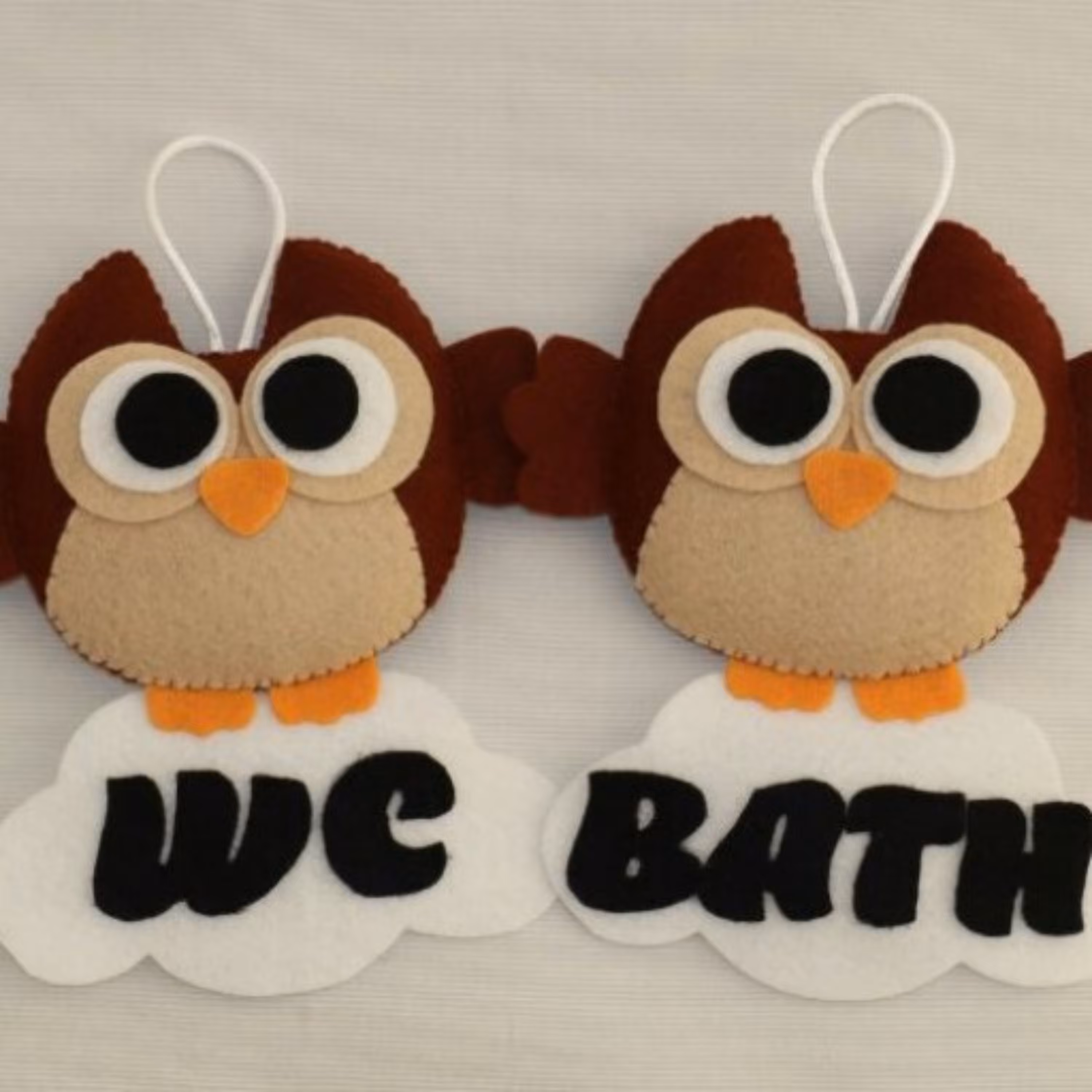 آویز درب سرویس بهداشتی نمدی (طرح جغد1) 