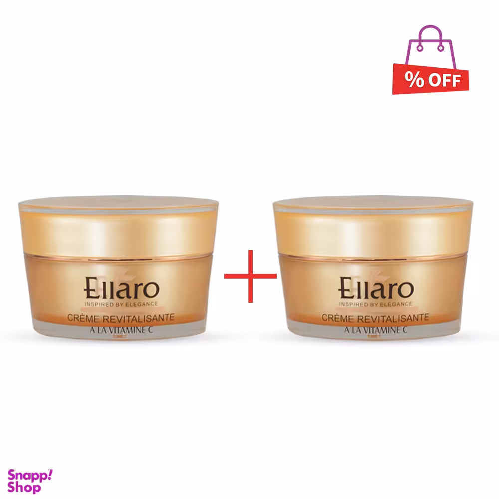 کرم شاداب کننده و احیا کننده الارو (Ellaro) حاوی ویتامین C حجم 50 میلی‌لیتر مجموعه 2 عددی