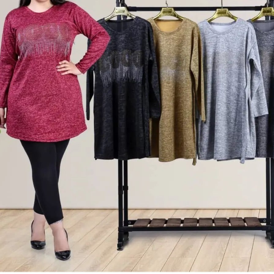 تونیک انغوره زنانه نگین دار طرح coco نرم ،لطیف وگرم قد 90 سایز 40تا46