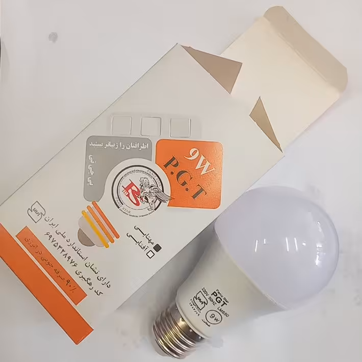 لامپ 9 وات ال‌ای‌دی مهتابی با گارانتی تعویض مدل پی‌جی‌تی
