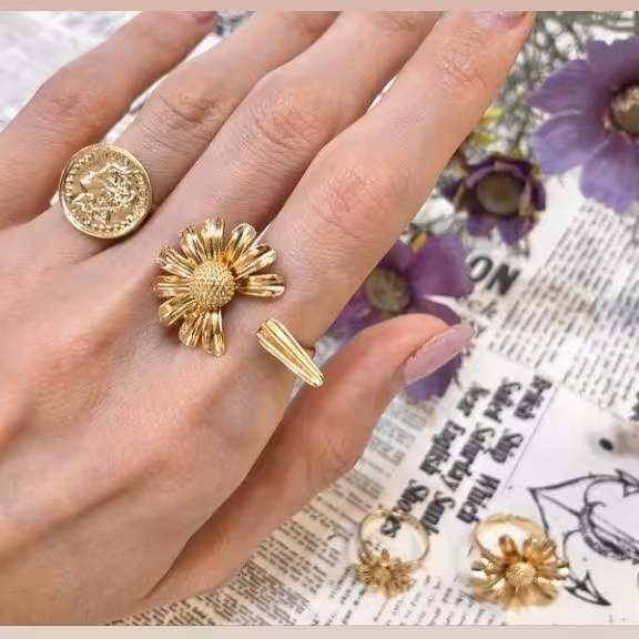 پک چهار تایی انگشتر ست طرح بابونه