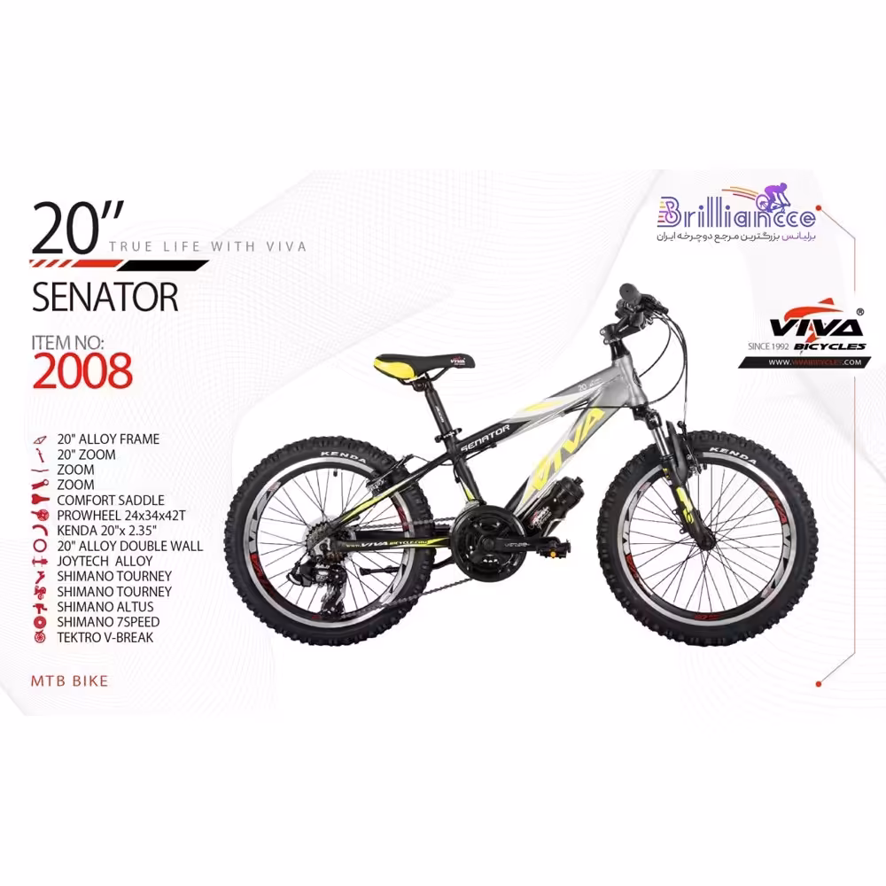 دوچرخه سایز 20 ، برند ویوا ،  بدنه آلومینیوم ، مدل SENATOR ، کد کالا 20088