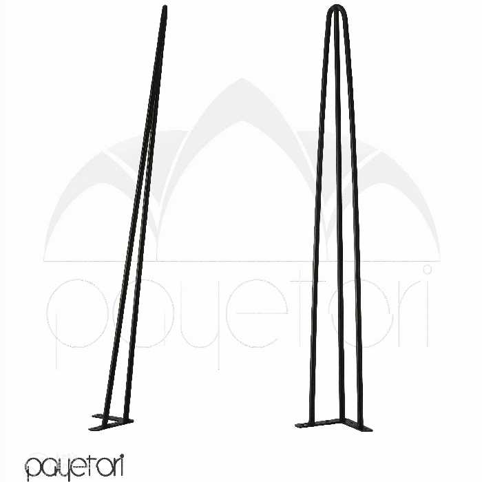 پایه فلزی سنجاقی 3 شاخ طول 75 سانت میلگرد توپر  نمره 10 فابریک با رنگ کوره ای
