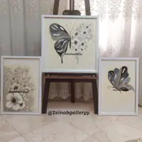تابلو3تیکه برجسته و ورق طلا و  آینه کاری شده 