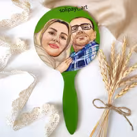 آینه دستی نقاشی شده دوچهره رئال از روی عکس