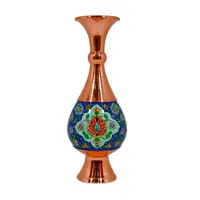 گلدان مس و پرداز 20 سانتی گلدان مس و نقاشی صنایع دستی سایروس
