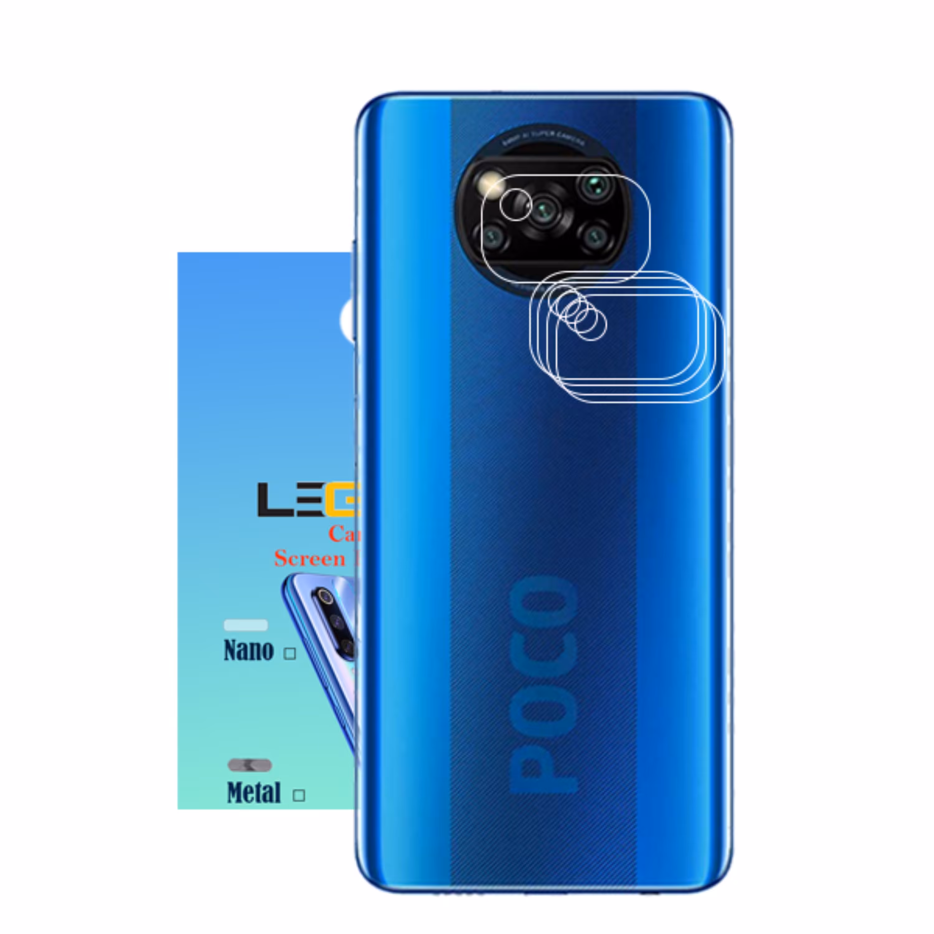 محافظ لنز دوربین لجند مدل نانو گلس مناسب موبایل شیائومی Poco X3 بسته 5 عددی