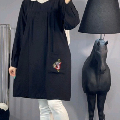 مانتو اسپرت زنانه بنگال جیب گلدوزی