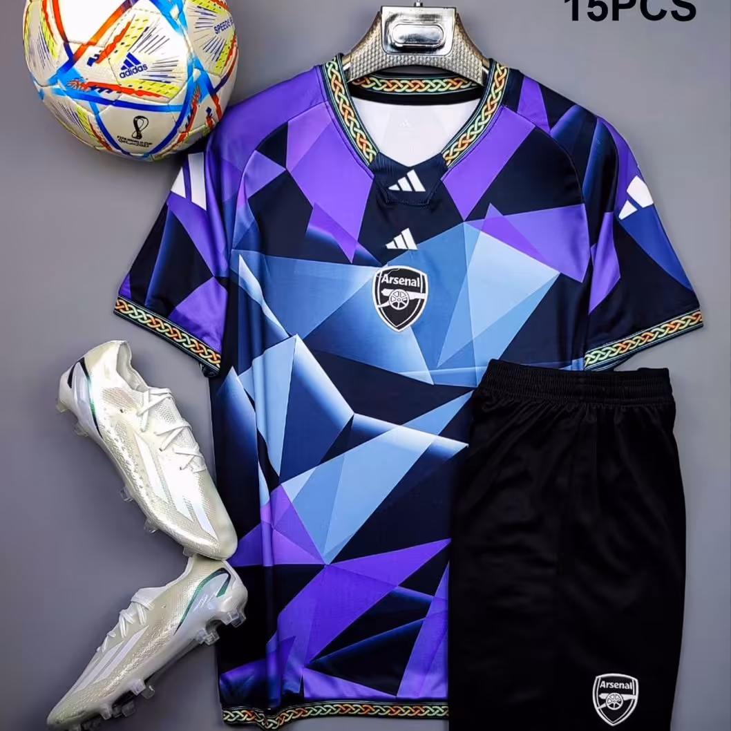 کیت و تیشرت هواداری با شورت باشگاهی و ملی تیم آرسنال ارسنال انگلیس رنگ بنفش دروازه بانی 2023
