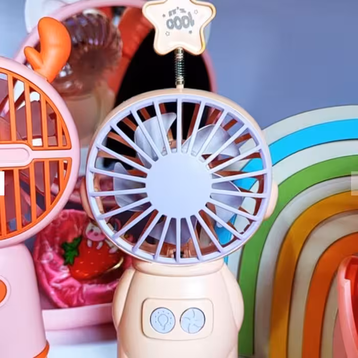 دستگاه پنکه رومیزی شارژی کوچک مینی کیوت فانتزی خنک کننده صورت و خشک کننده لاک ناخن دارای جای گوشی