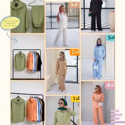 شومیز و شلوار دگمه نارگیلی شانتون لینن زنانه کد 805