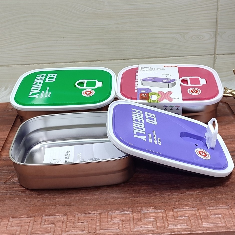 ظرف غذای درب دار کاسه استیل با کیفیت حجم 680 میل(لانچ باکس) 