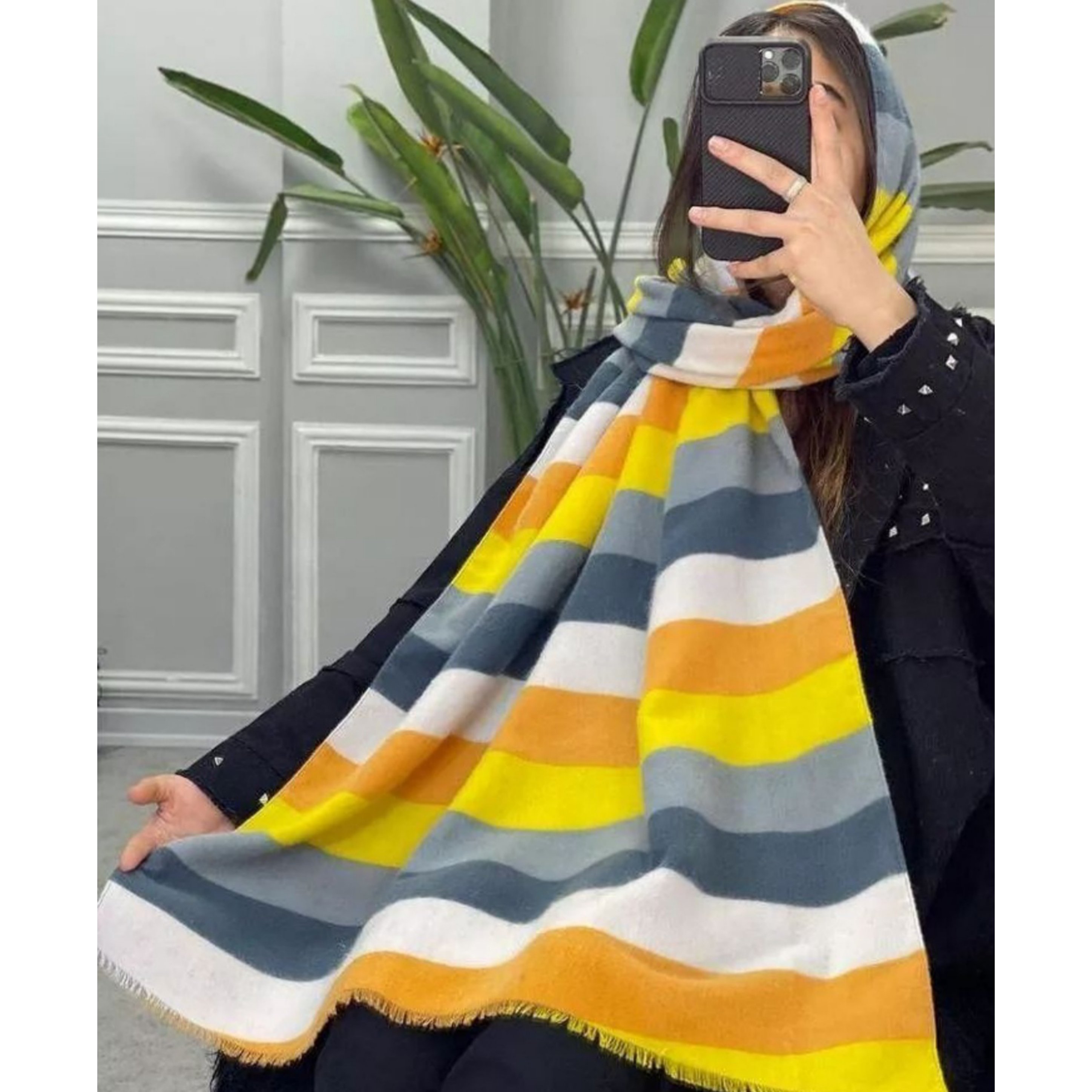 شال موهر راه راه نارنجی