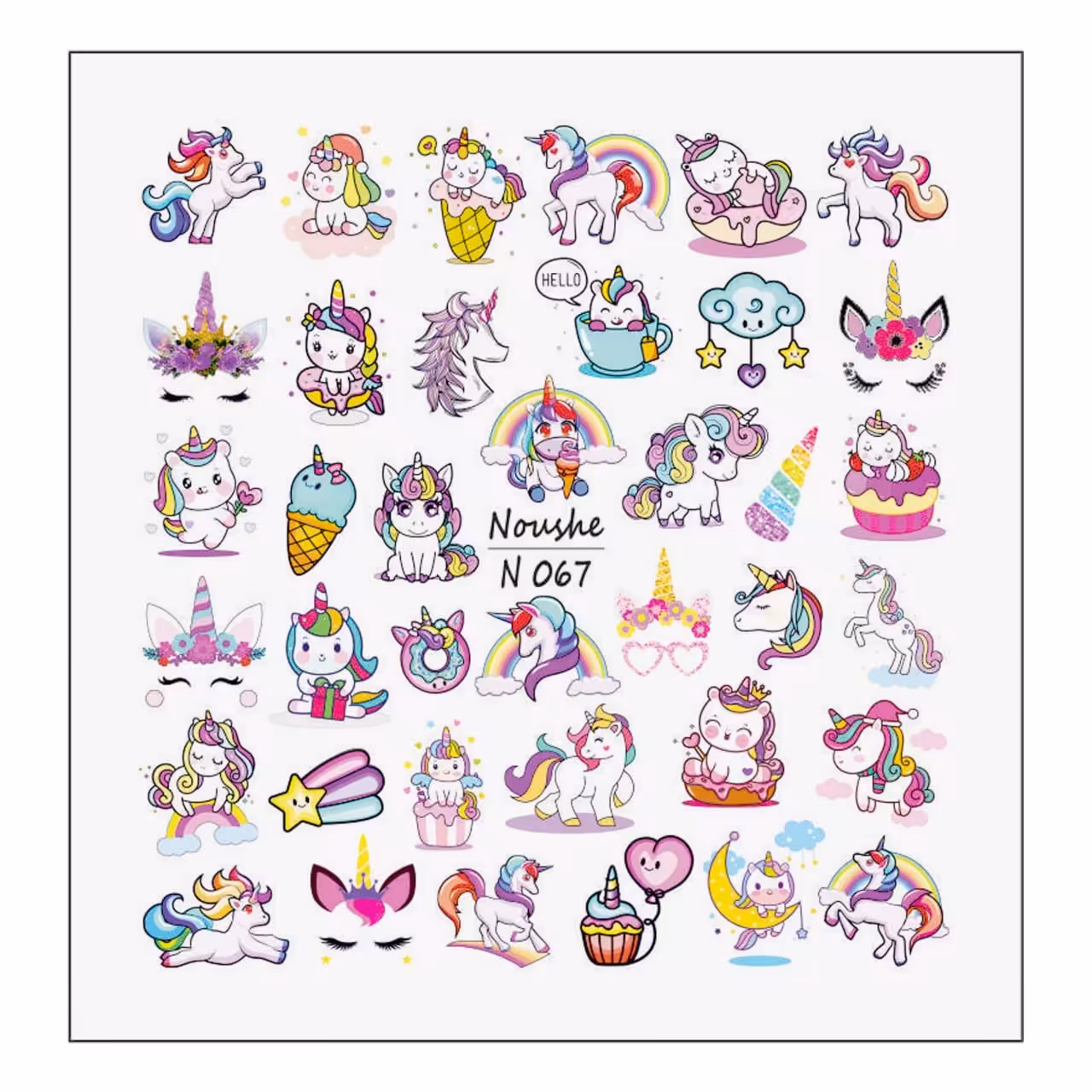 لنز ناخن نوشه مدل یونیکورن کد N067