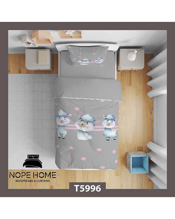 سرویس لحاف روتختی کودک یک نفره 5 تکه نوپه هوم Nopehome طرح گوسفند کد T5996
