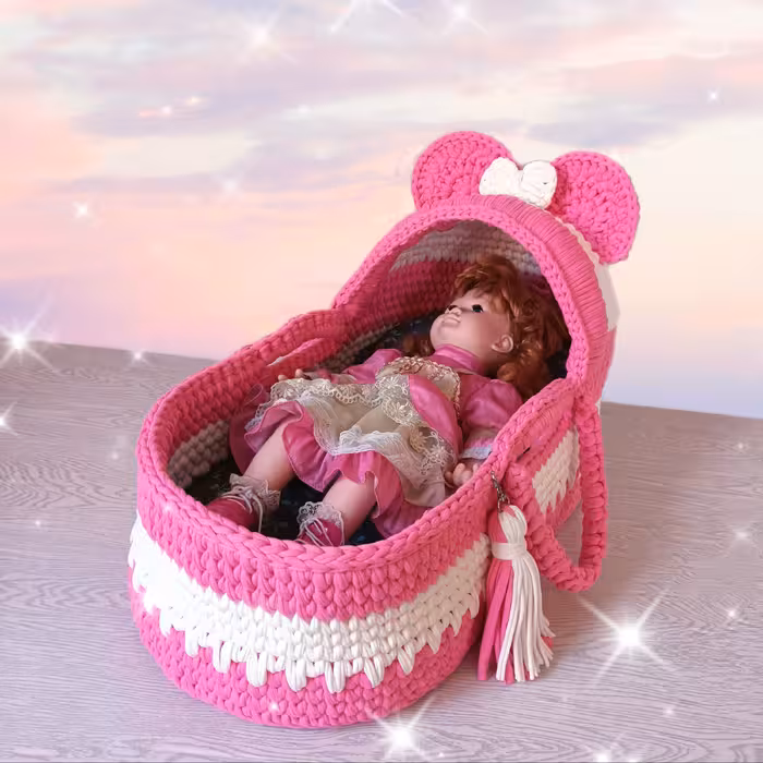 کریر تریکو و سبد حمل کودک مدل صورتی سفید