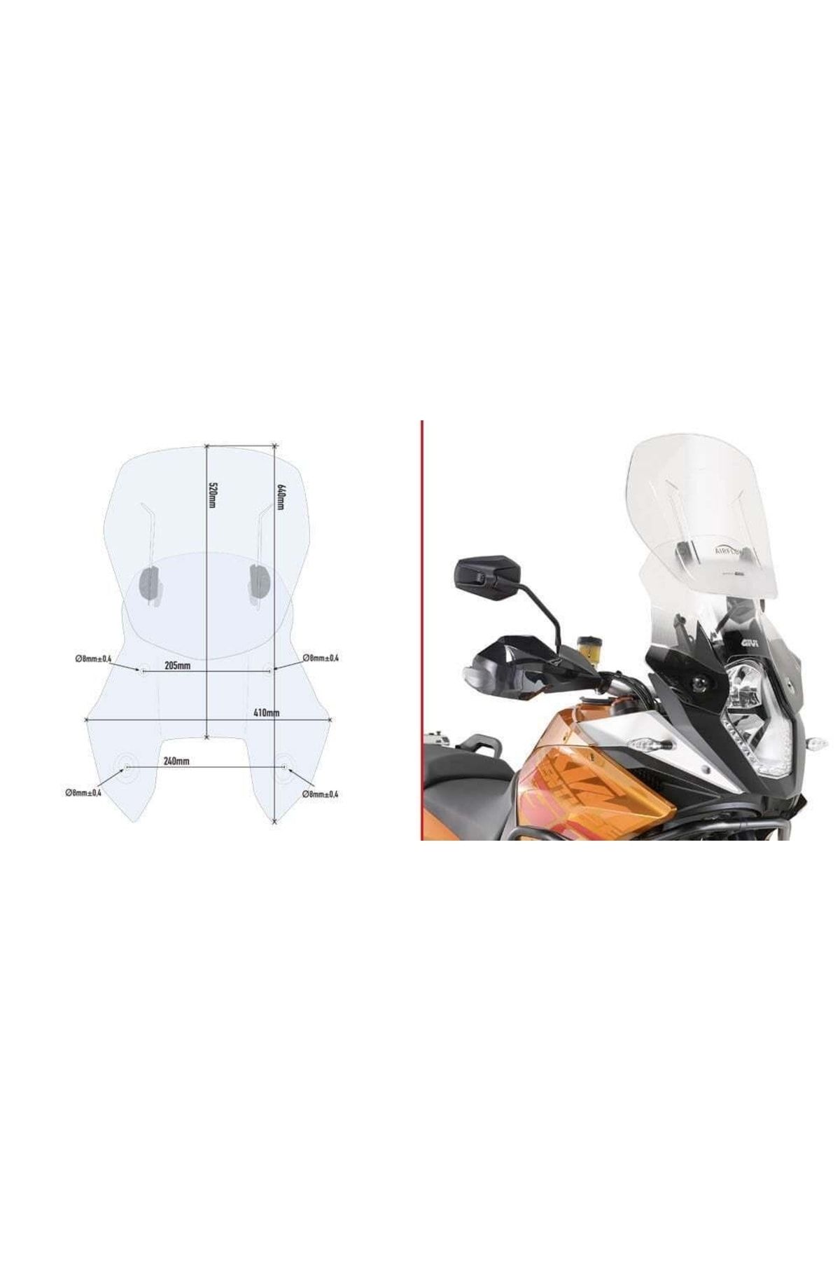 شیشه جلو موتورسیکلت AF7703 KTM 1050 1190 اتومبیل Givi