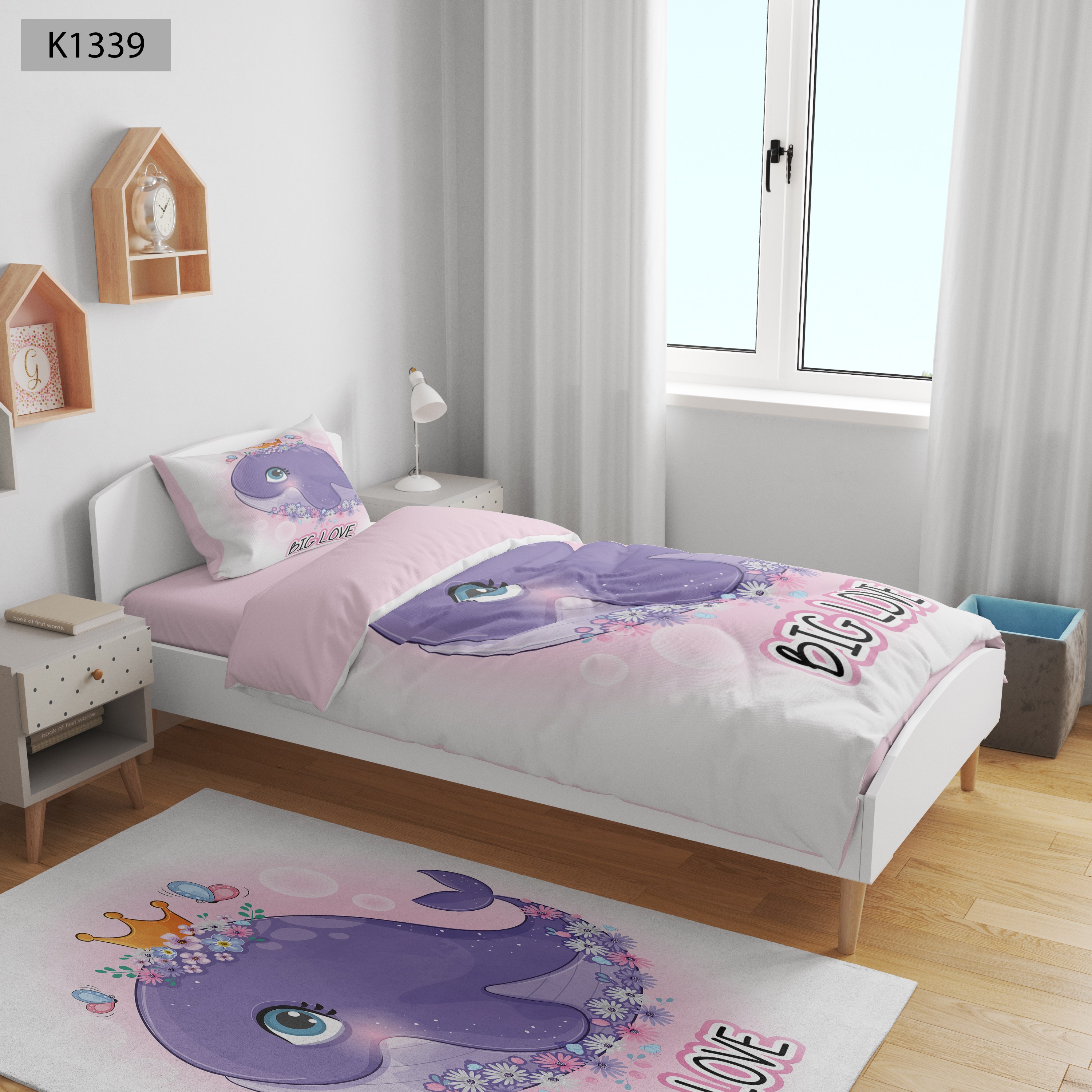 ست رو تختی چاپی 4 تیکه کالیفرنیا یک نفره   کد1339