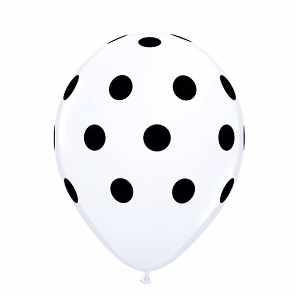 بادکنک خالدار سفید مشکی بسته 100 عددی