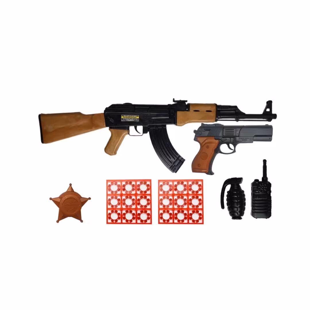 مجموعه 2 عددی تفنگ اسباب بازی کلاشینکف و کلت ترقه ای به همراه کیف قابل حمل