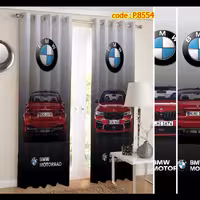 پرده اتاق خواب پسرانه دو قواره طرح اسپرت و ماشین کد P8554