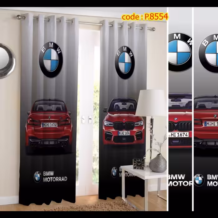 پرده اتاق خواب پسرانه دو قواره طرح اسپرت و ماشین کد P8554